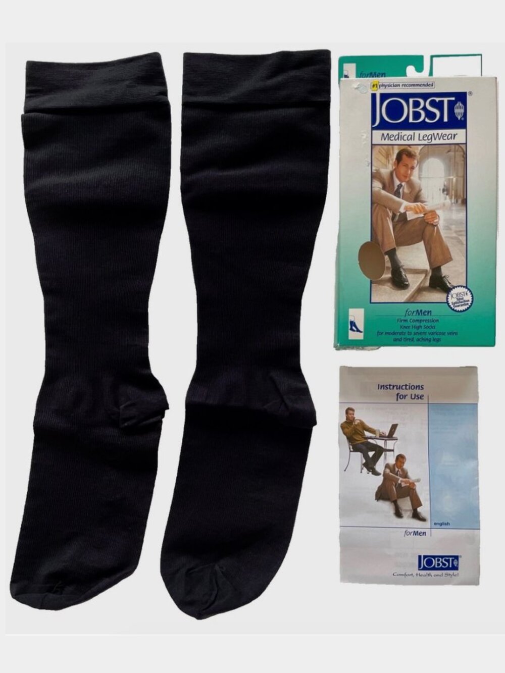 NEW JOBST FOR MEN FIRM COMPRESSION KNEE HIGH SOCKS STOCKINGS 20-30 MMHG MEDIUM